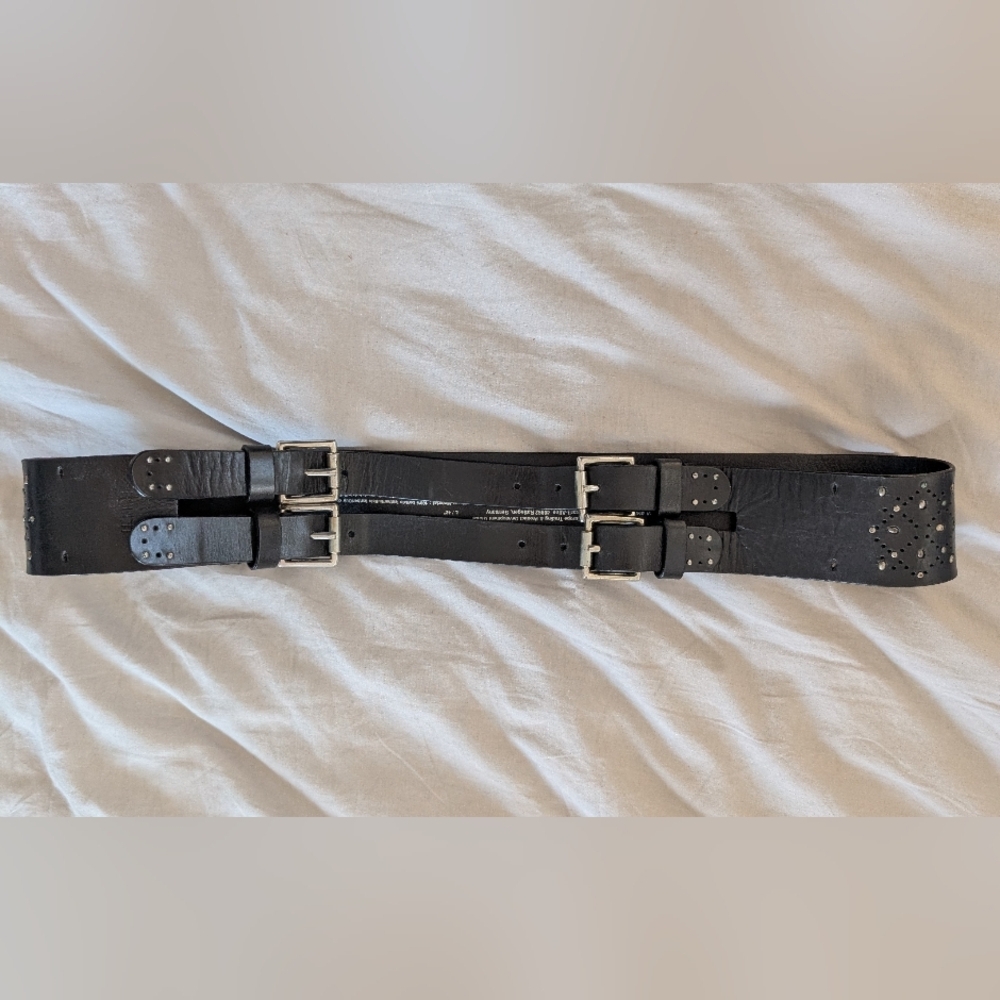 Esprit Women's Black Leather Belt 42 Size L